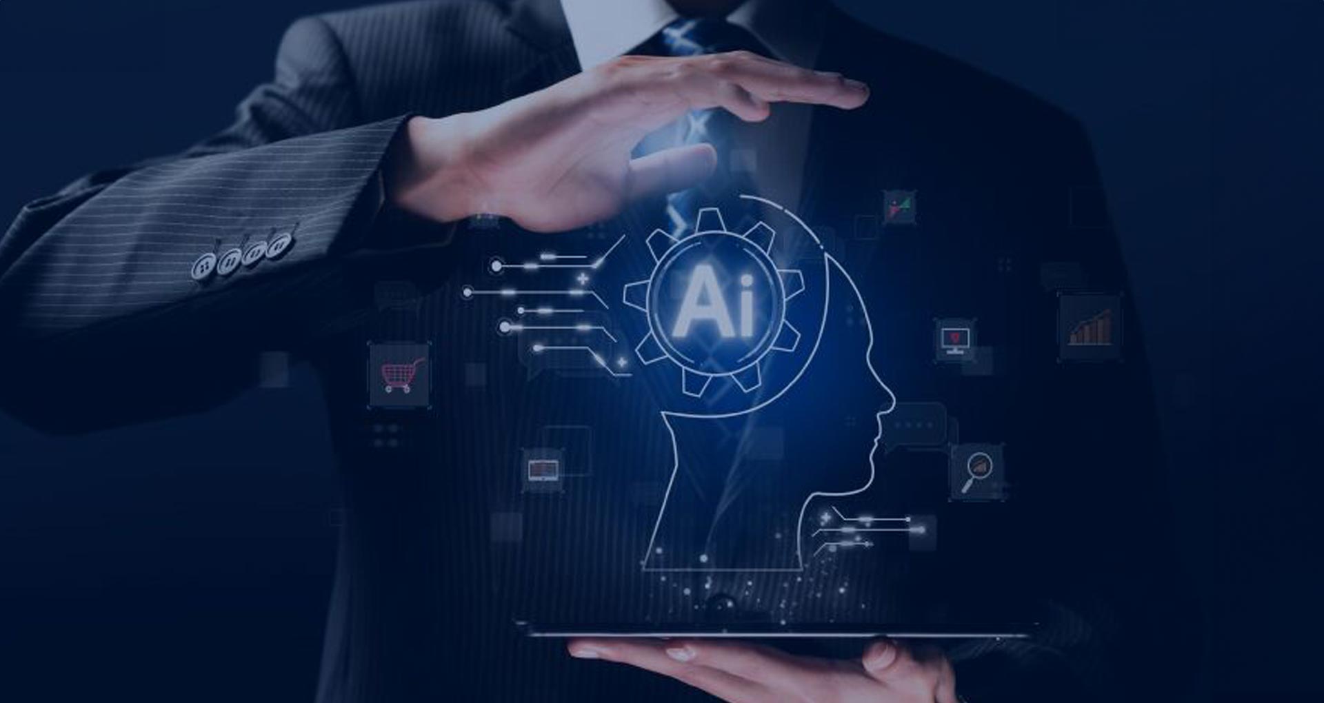 Business team evaluating AI readiness with charts, data dashboards, and strategy planning